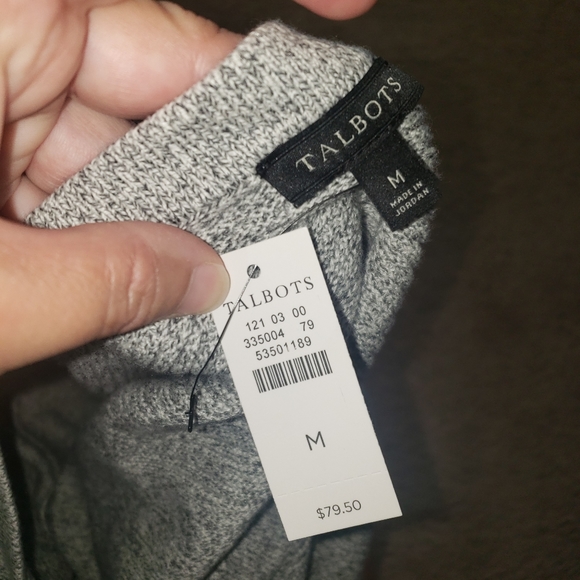 NWT Talbots m marled grey ribbed yoke button shoulder detail oversized - Picture 6 of 7